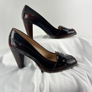 Cole Haan Nike Air Brown Patent Leather Penny Loafer High Heels